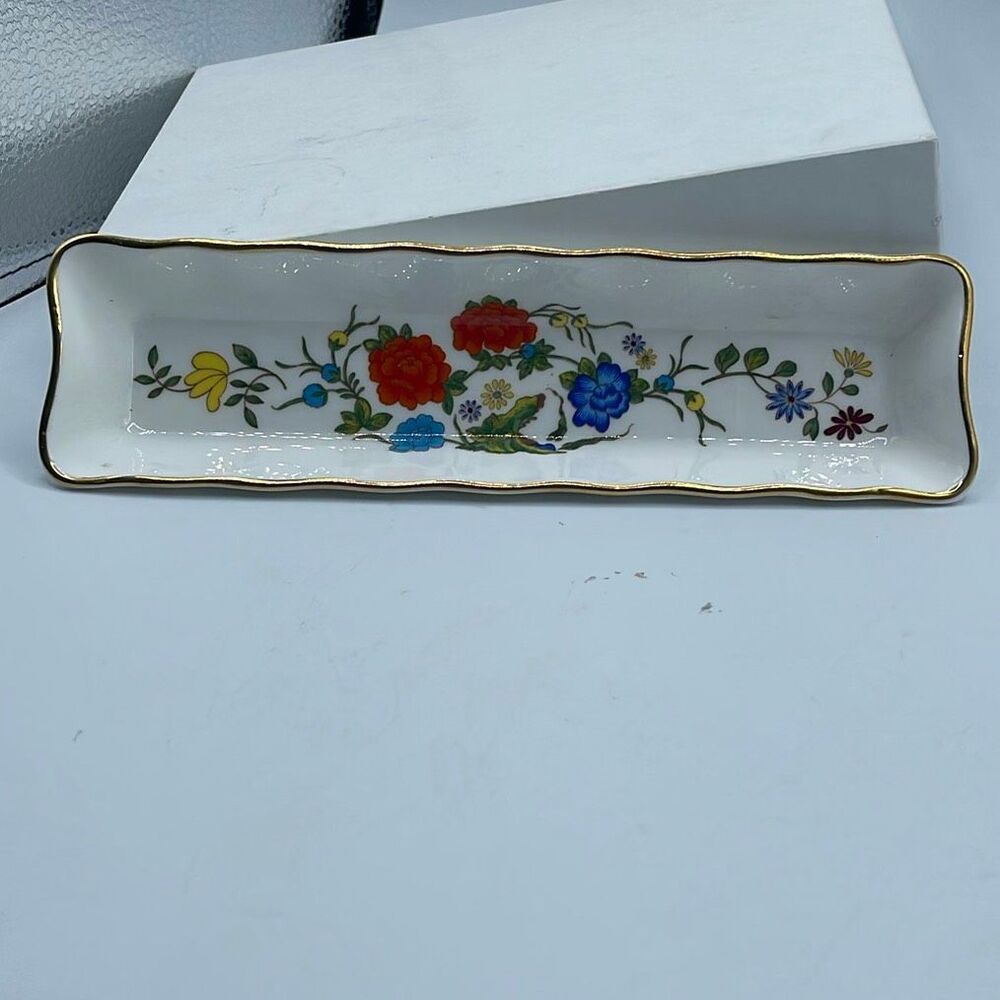 VTG John Aynsley & Sons Famille Rose mint tray English Bone China.